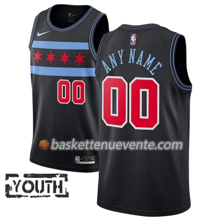 Maillot Basket Chicago Bulls Personnalisé 2018-19 Nike City Edition Noir Swingman - Enfant
